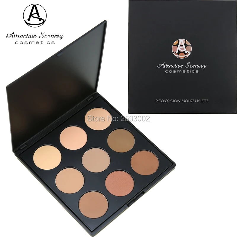 

Multi-function 9 Color Glow Bronzer Contour Powder Palette Foundation Makeup Face Pressed Powder Or Can Be Used As Eye shadow