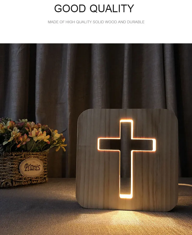 Христианские подарки 3D крест тени светодиодный деревянный ночной Светильник USB настольная лампа христианство распятие ремесла для христианских католиков