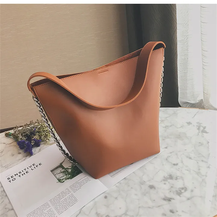 Фирменный дизайн, женская сумка на плечо, большая емкость, с цепочкой, сумка-мешок, Сумки из искусственной кожи, женская сумка для покупок, Bolsa Feminin