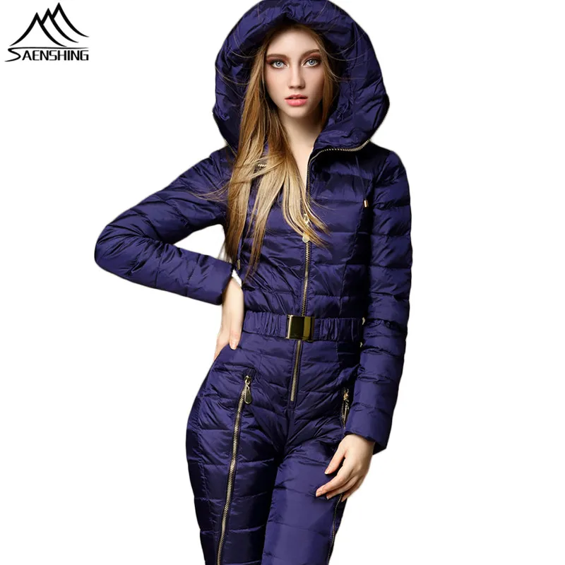 SAENSHING One Piece Mountain Skiing Suit Women Duck Down