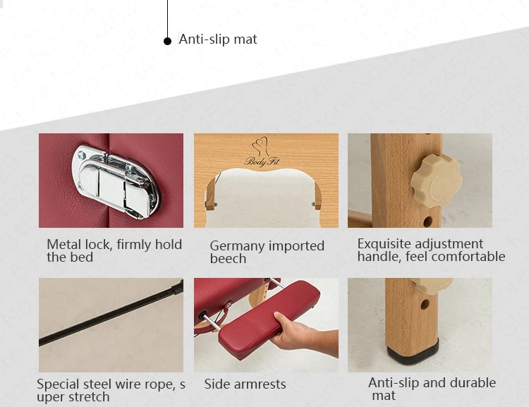 Складная Красота салон стол с регулировкой по высоте, для spa массажа тела кровать терапии кровать с сумкой буковая древесина+ импортная полиуретановая кожа