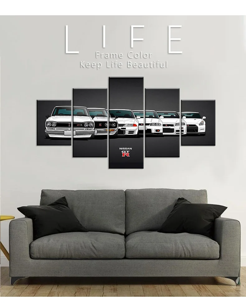 5 шт. холщовая живопись Nissan Skyline GTR плакат с изображением автомобиля настенная живопись Домашний декор для гостиной без рамы