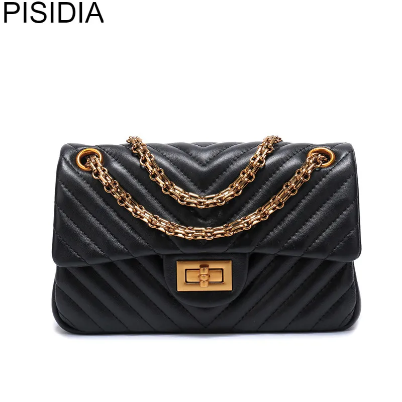 

SXCNN Fashion Female Shoulder bags Genuine leather women's Crossbody bag Luxury designer Lingge Handbags Chains sheepskin Totes