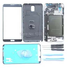 Original Full Housing Cover Case For Samsung Galaxy Note 3 N9005 4G N900 3G Front Glass Outer Lens Camera Lens+Adhesive Tools
