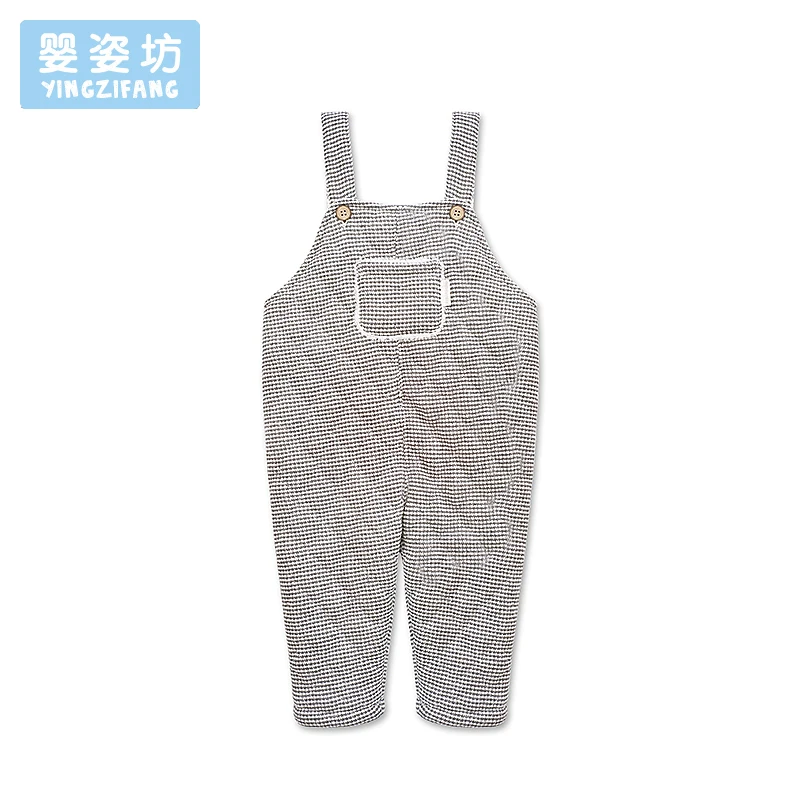 

Winter Baby Boys Clothing Set Toddler Boys Thick Cotton Plaid Button Overalls Boys Pants Casual Kids Trousers Sweatpants