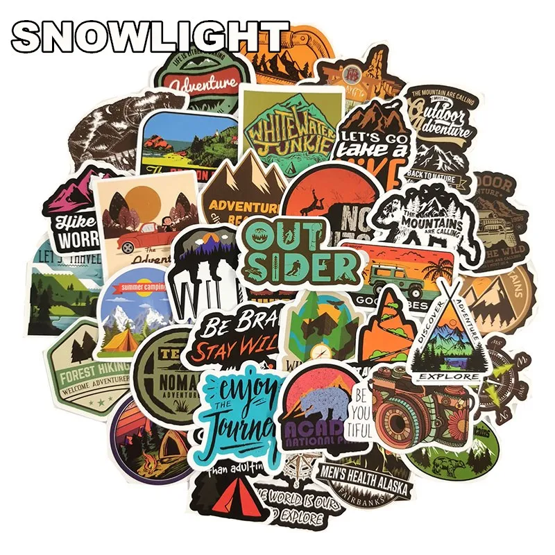 

50pcs/pack Adventure Travel Stickers Wilderness Adventure Outdoor Landscape Decal Sticker to DIY Suitcase Laptop Motor Car