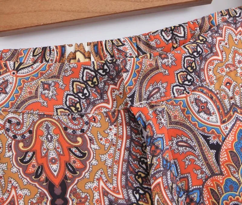 Этнические женские штаны с цветочным принтом и тотемным принтом, длинные штаны в богемном стиле с этническим принтом в африканском стиле, расклешенные брюки в стиле хиппи