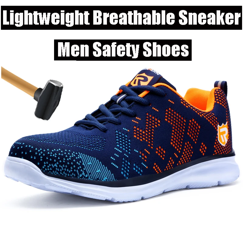 

LARNMERN Mens Safety Shoes Steel Toe Work Shoes Lightweight Breathable Anti-smashing Construction Work Shoes Reflective In Night