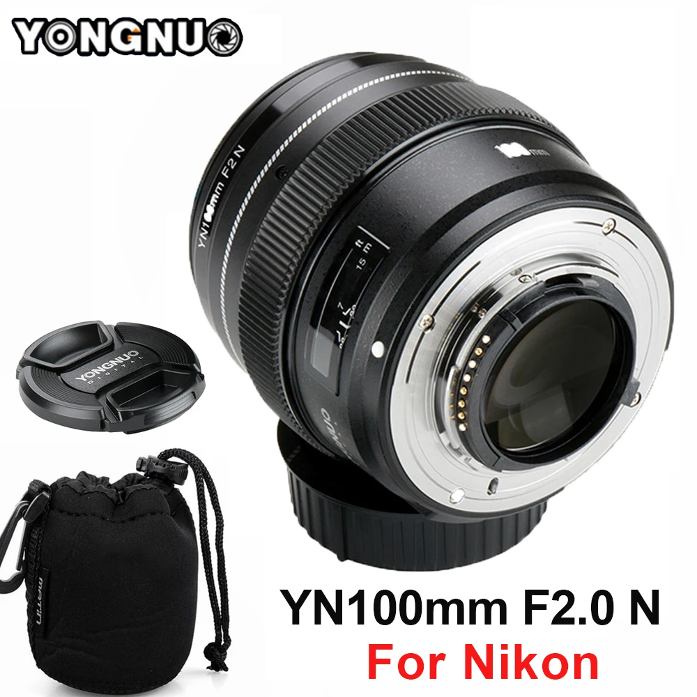 YONGNUO 100 мм объектив YN100mm F2.0 AF/MF объектив с фиксированным фокусом для Nikon F крепление D3200 D3400 D3100 D5300 D7200 D7100 для DLSR камеры