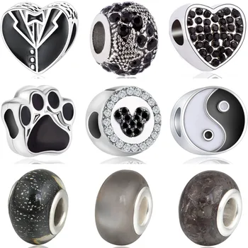 

Good Quality Black Color Cat Tree Camera Clothes Panda Snake Mickey Pendants Beads Fit Pandora Charms DIY Bracelets for Women