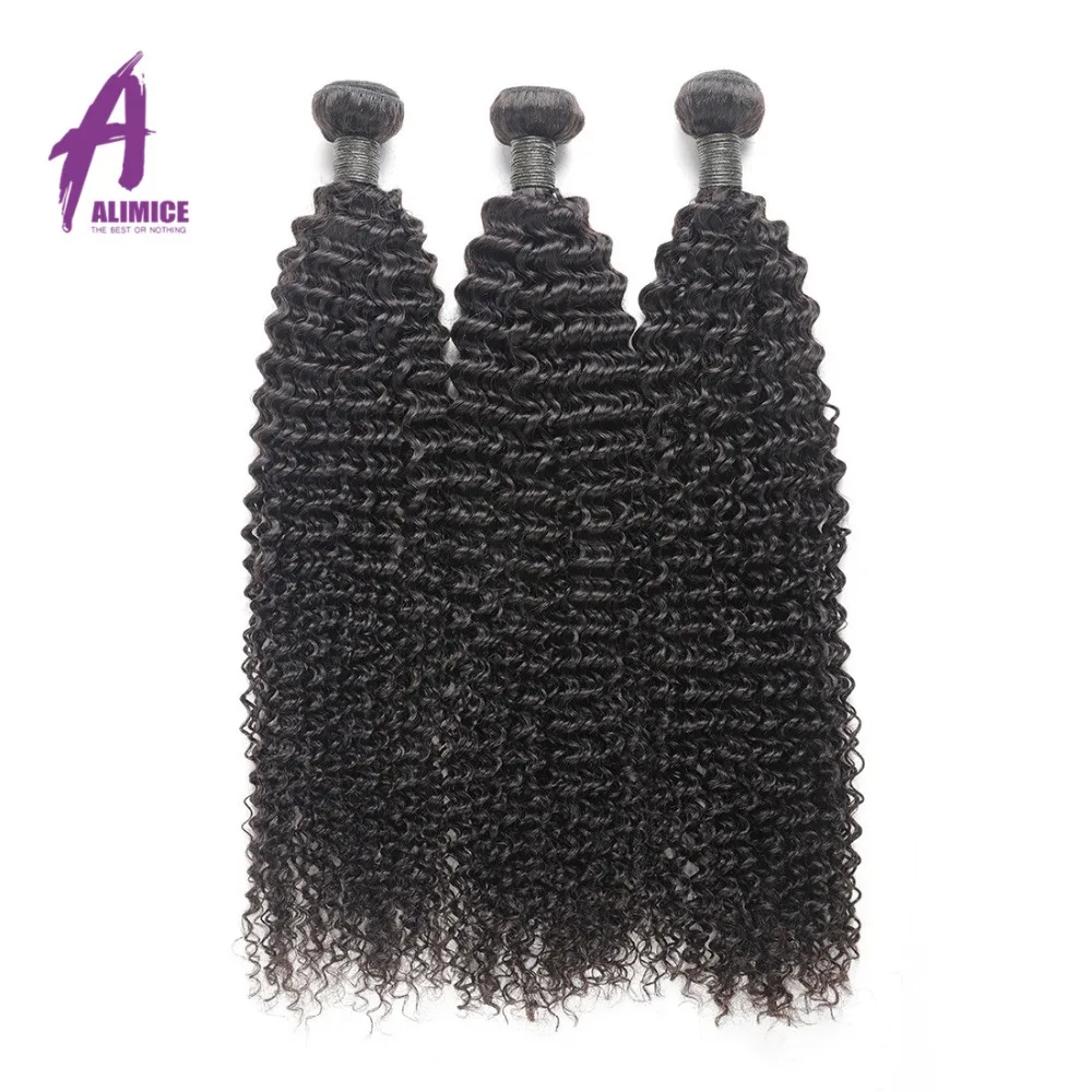 Alimice Indian Kinky Curly Hair 3 Bundles Deal Hair Extensions 100% Remy Human Hair Weave Bundles Nature Color Hair 8-24inch (5)