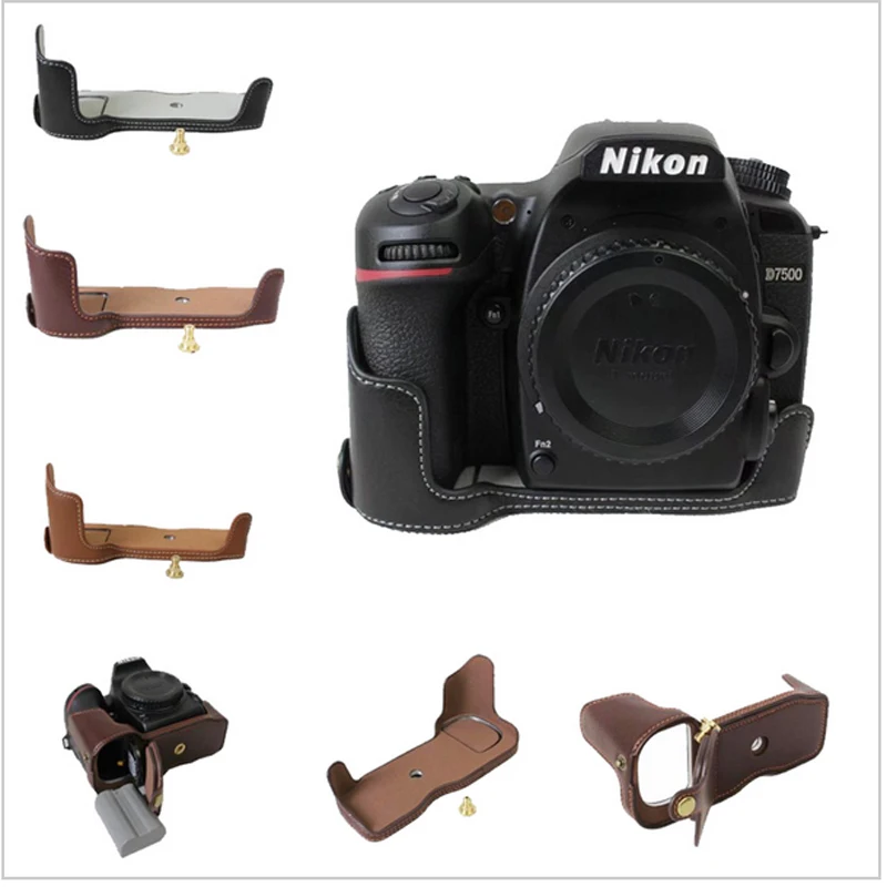 New Factory New Genuine Leather Camera Case Bag For Nikon D7500 Half