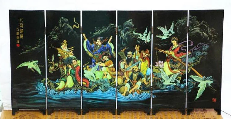 Exquisite ba xian guo hai lacquer process small screen with Chinese characteristics | Дом и сад
