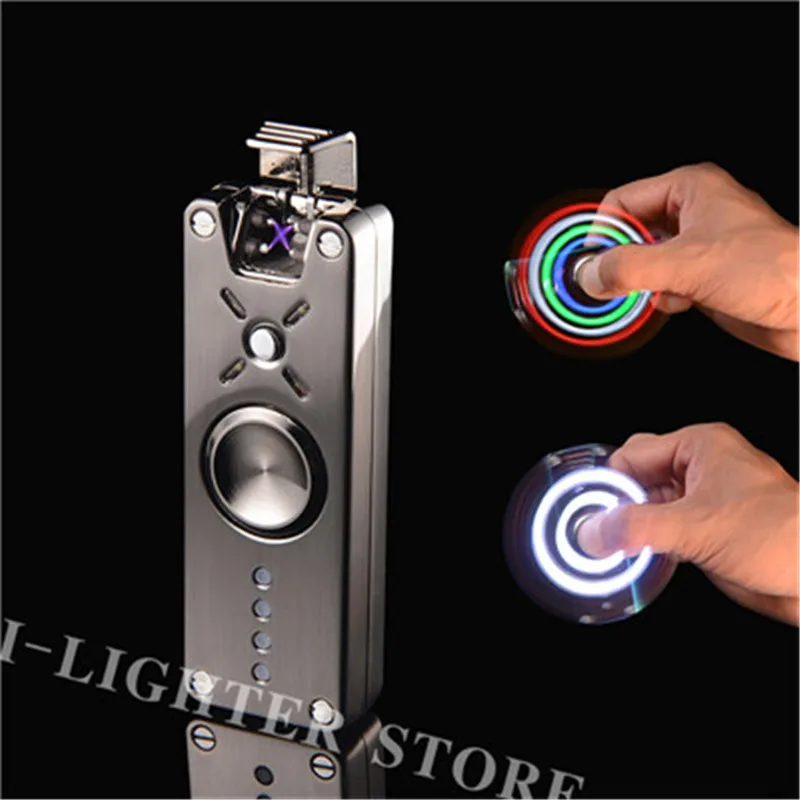 Fidget-Spinner-LED-Arc-lighter-Hand-Spinner-Light-USB-Windproof-Lighters-Spinner-Finger-Dual-Arc-Cigarette