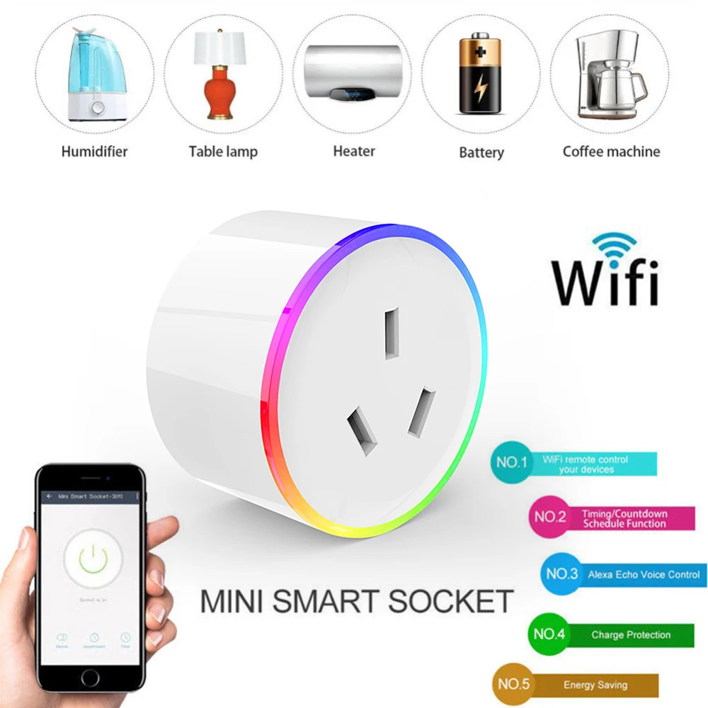 Smart Plug Wi-Fi управление разъем мощность мониторинга энергии таймер ЕС/США/Великобритания Outlet голос управление с Alexa Google дома IFTTT