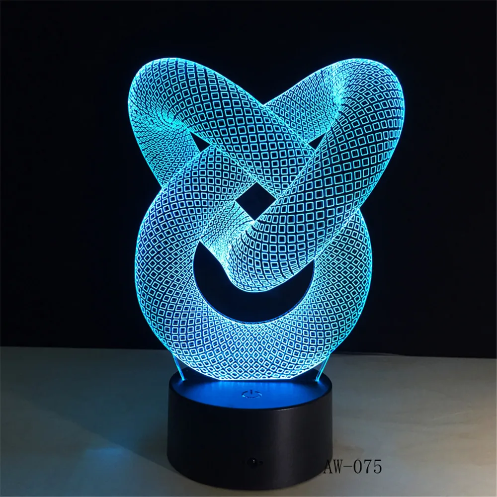 Абстрактная светодиодсветодиодный лампа Love Knot ночник с сенсорным управлением и