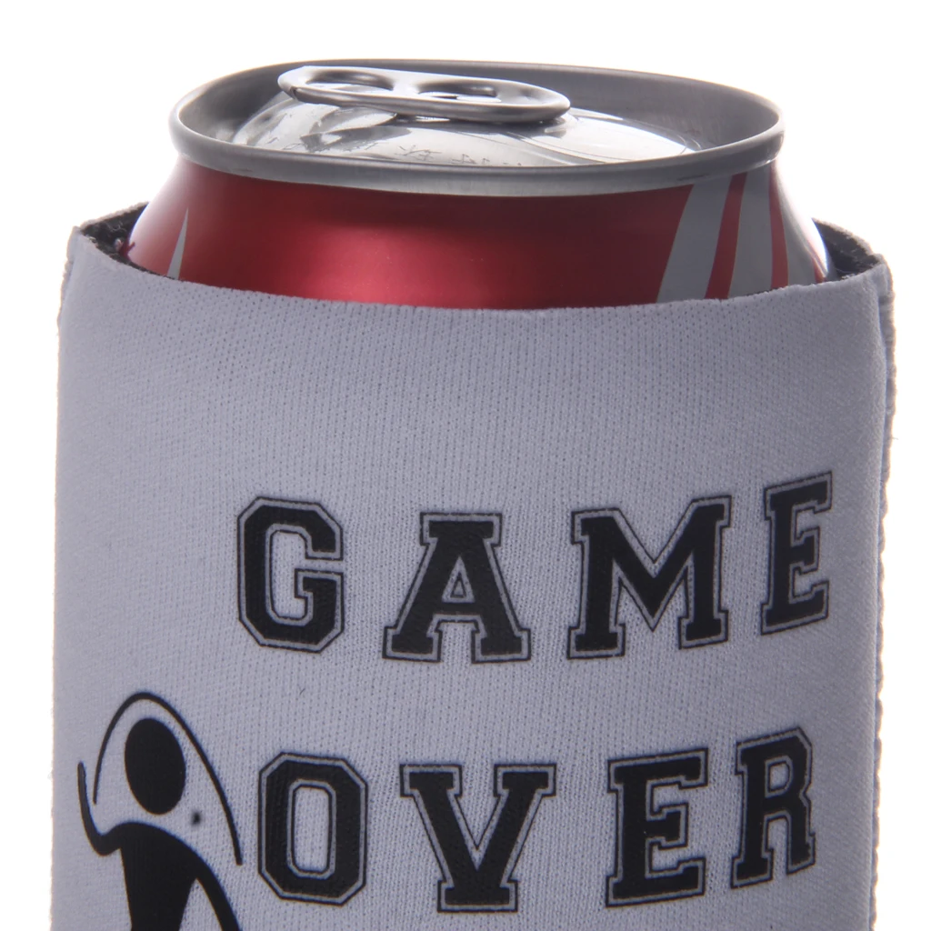 2pcs GAME OVER Beer Tin Can Bottle Cooler Durable Neoprene Can Sleeve Holder Wedding Party Favor Home Desk Ornament