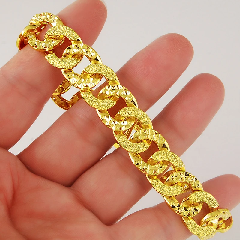 24 K позолоченный ювелирный браслет из цепочек для мужчин браслеты Srebrna bransoletka напульсник plata