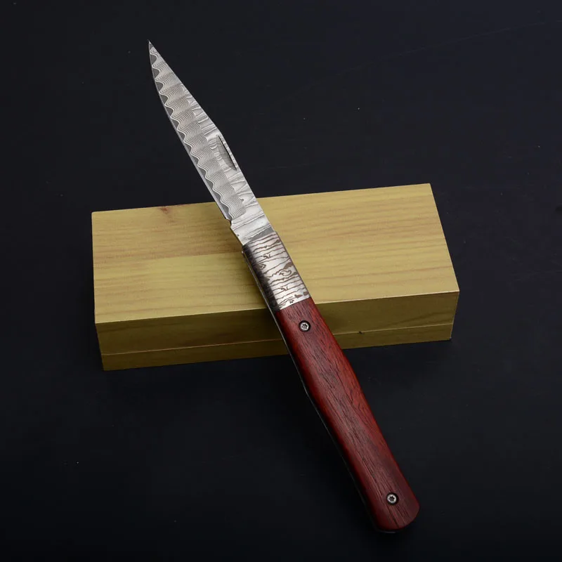 small damascus tactical folding knife puer tea needle collection knife (6)