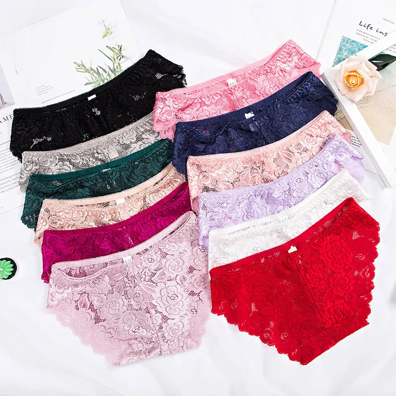 

Manbird Sexy Panties Women Lace Low Waist Solid Sexy Briefs Underwear Seamless Breathable Hollow Out Sexy Erotic G String Thongs