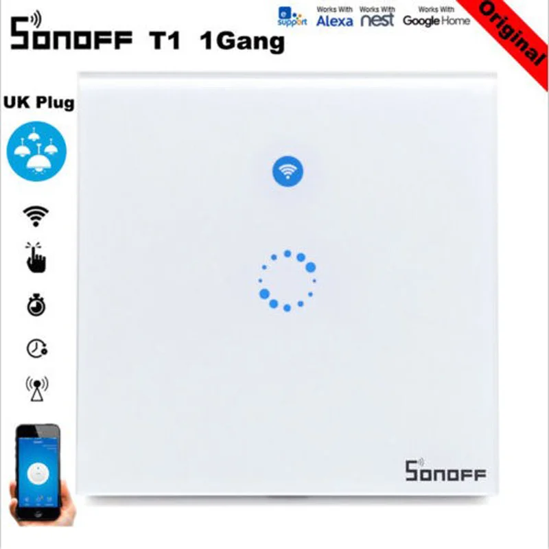 Sonoff T1 ЕС умный Wi-Fi настенный сенсорный светильник 1/2 банда сенсорный/Wifi/433 RF/APP пульт дистанционного управления с Alexa Google Home