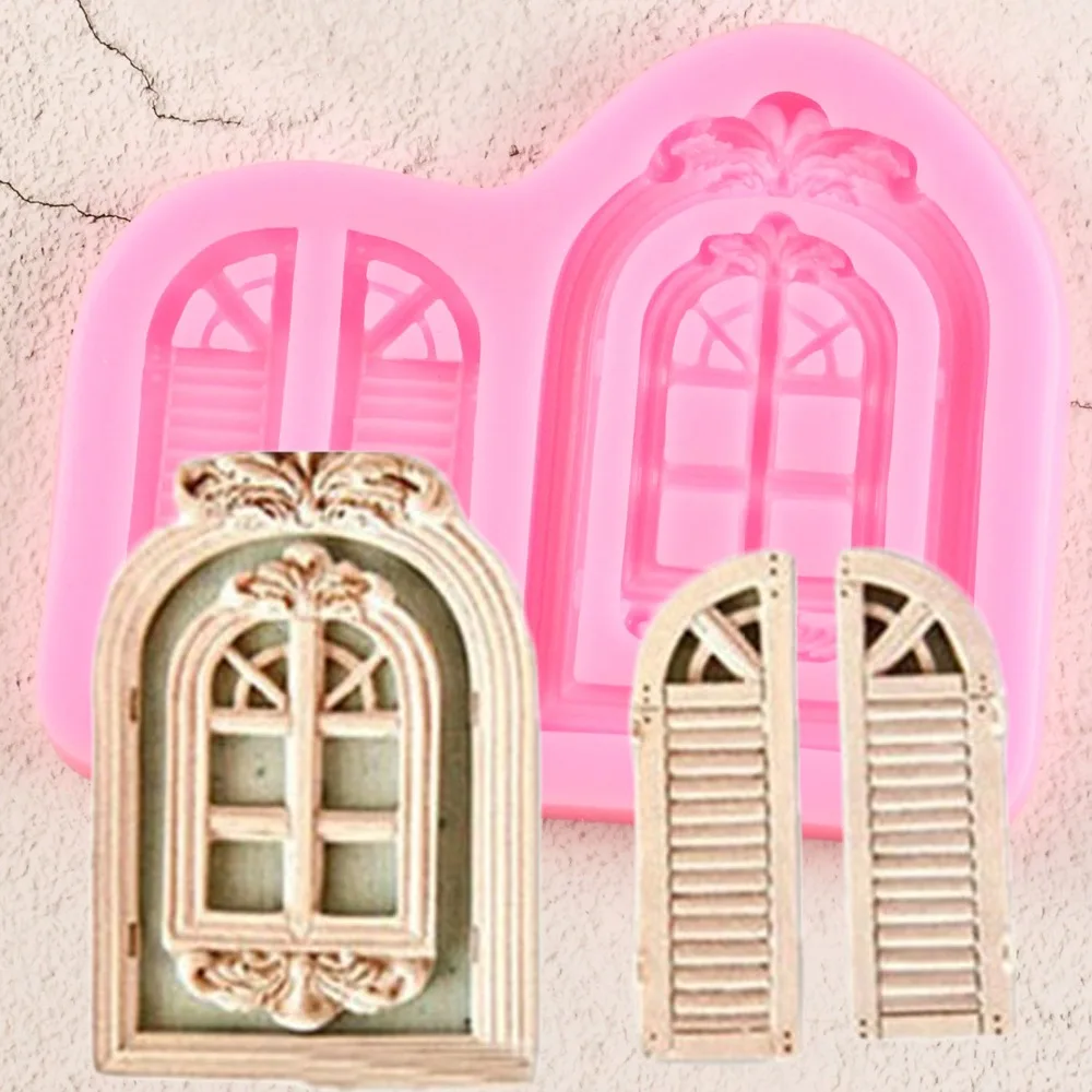 

Retro Window Cake Border Silicone Molds Door Fondant Cake Decorating Tools Cupcake Chocolate Mold Baking Accessories
