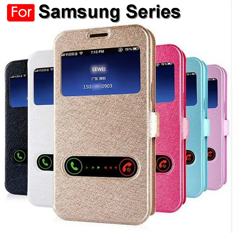 

Luxury Front Window View Leather Filp Cover Case For Samsung Galaxy S8 S9 J4 J6 J8 Plus Note 9 A7 A8 2018 S7 S6 Edge Coque Cover