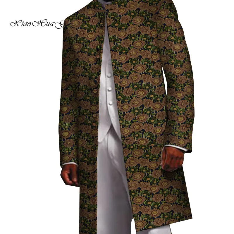 Мужской Блейзер длинный необычный Африканский мужской костюм куртка Дашики Топы пальто Блейзер с цветами Свадебное платье Костюм Повседневный WYN658