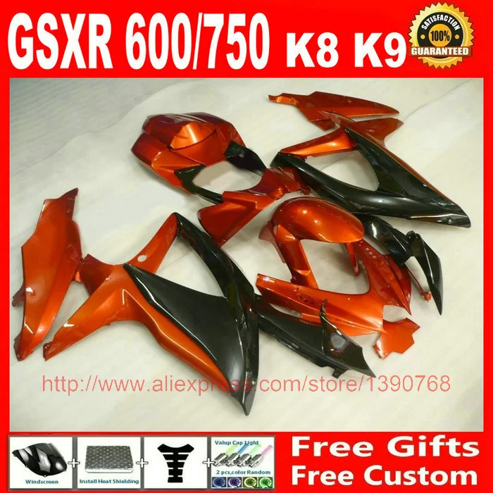 Комплект обтекателей для Suzuki GSXR600 GSXR750 08 09 10 коричневый черный комплект K8 K9 GSXR 600 750