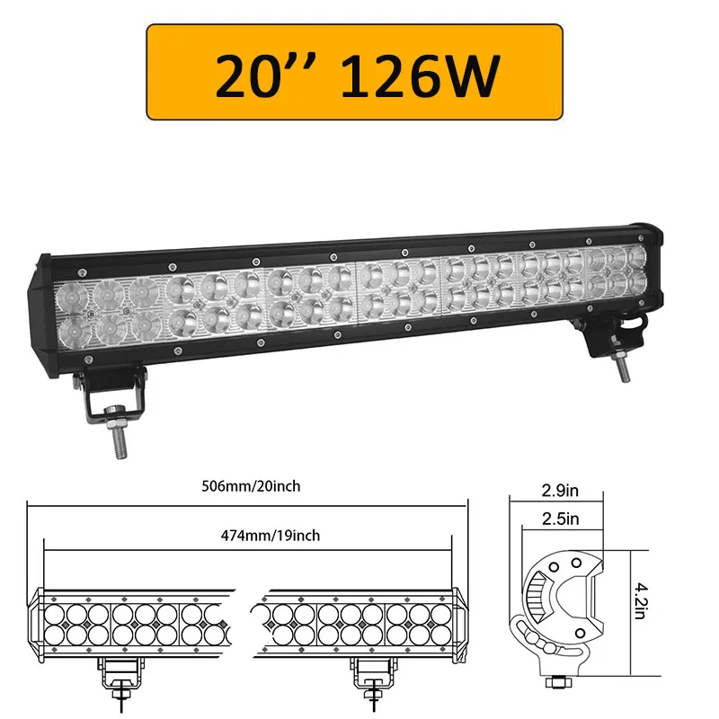 Auxtings 9 ''12'' 15 ''17'' 20 ''23'' 25 ''28'' 36 ''42'' внедорожный светодиодный светильник 12V 24V светодиодный рабочий светильник для Jeep 4WD грузовик 4x4 SUV