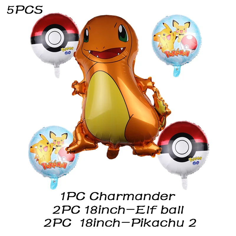 Мультфильм Пикачу Pokemon Go фольгированные шары с днем рождения украшения для детской вечеринки игрушки для детского дня рождения - Цвет: 5pcs Charmander 2