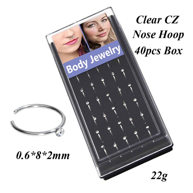 Stainless Steel Crystal Nose Ring Set Women Surgical Steel Nose Piercing Set ear bone needle Studs Body Jewelry