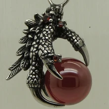 vivid dragon paw hold red cz ball 316L stainless steel biker necklaces & pendants free shipping men jewelry