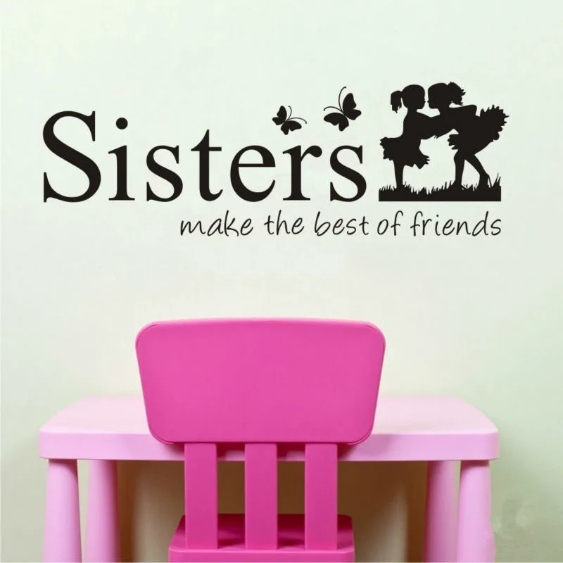 Twins Sisters Cute Silhouette Wall Sticker Girl Room Decoration Living Room Wall Pictures