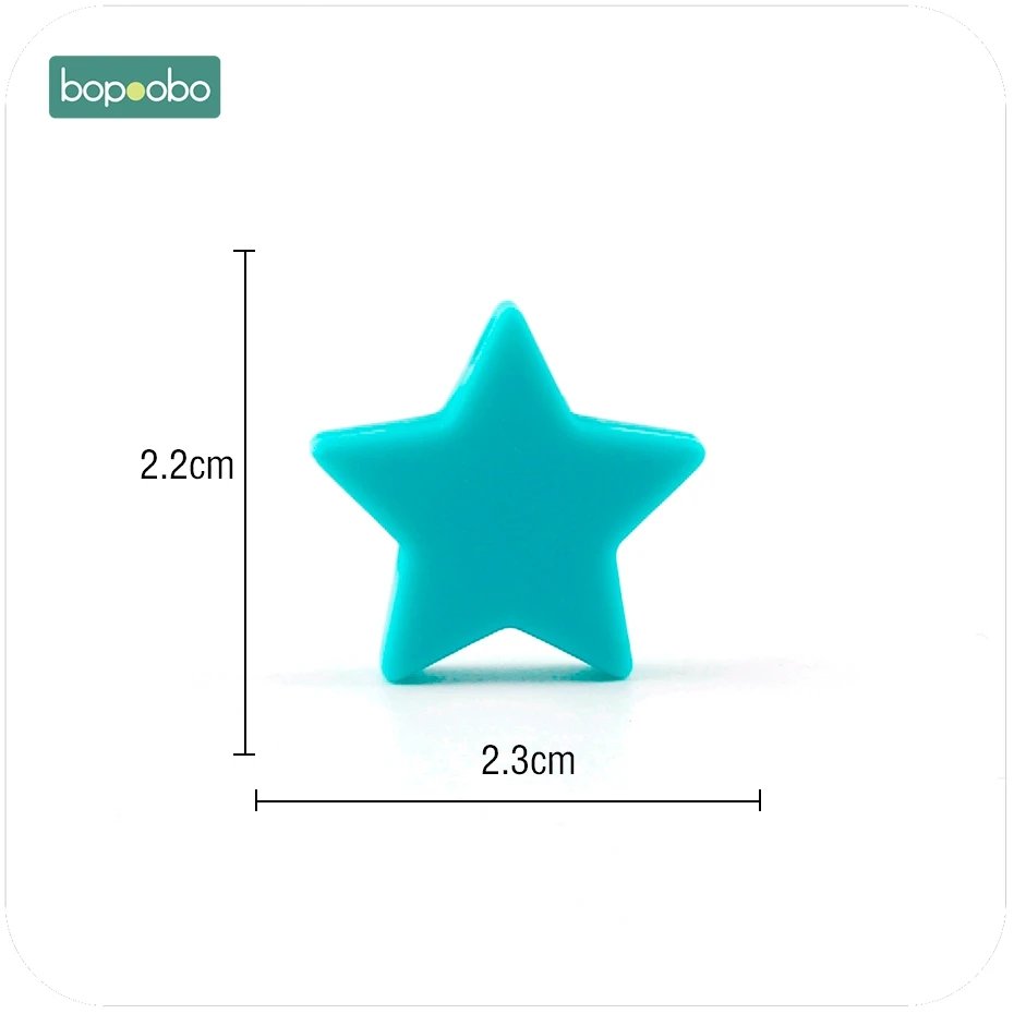 Bopoobo 10PC 23mm Colorful Silicone Star BPA Free Silicone Teether DIY Crafts Baby Accessories Beads Baby Teethers Toy