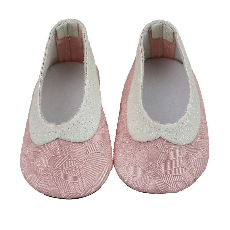 

Fashion Pink embroidered shoes for dolls fits 43 cm baby new born Zapf dolls and 18" Girl doll for children gift toy