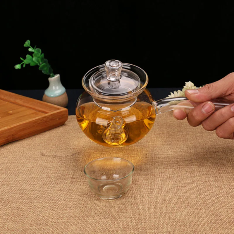 PINDEFANG 400 мл открытый огонь нагреваемый Мини милый стиль Цветущий листовой чайник с фильтром Microwavable, плита безопасный чайник