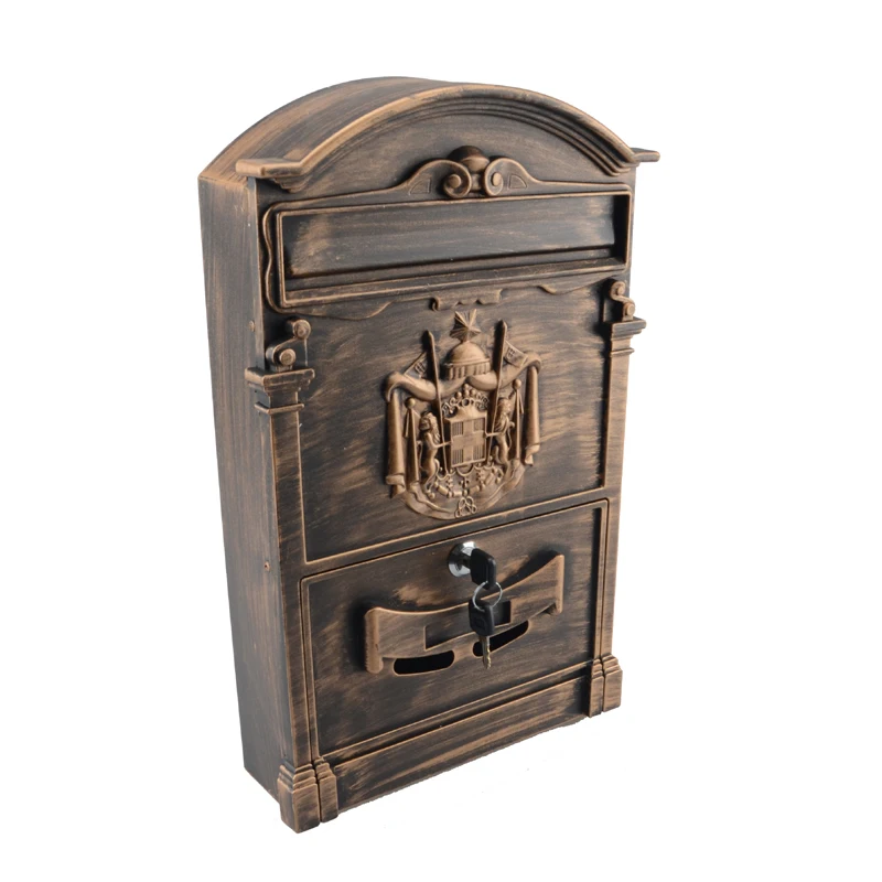 

banner pattern bronze mailbox newspaper box wall-mounted storage box rust newspaper Villa mail NL3781