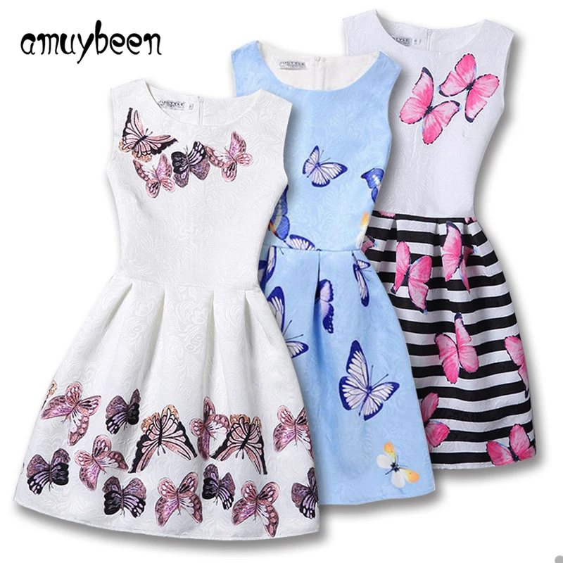 Amuybeen Girl Clothing 2019 New Baby Girls Sleeveless Princess Dress Party Wedding Print Pattern Dresses Formal 10 Kids Clothes | Детская