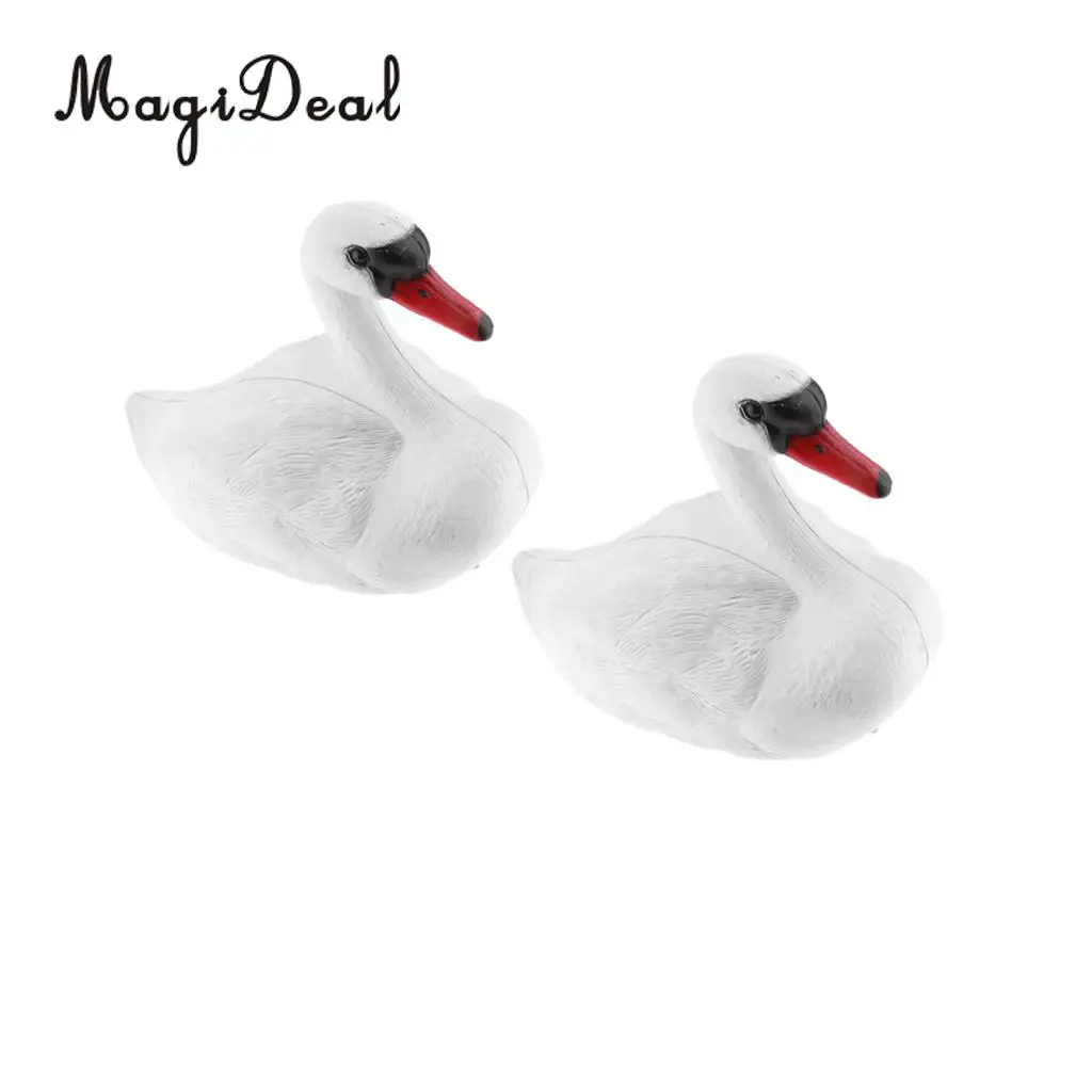 MagiDeal 2 Pieces Plastic Floating Swan Decoy for Hunting &Fishing Garden Scarecrow