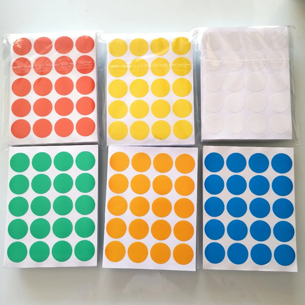 

24000 pcs/lot Diameter 20mm Colorful round paper sticker, white/yellow/red/green/blue/orange, Item No.OF23