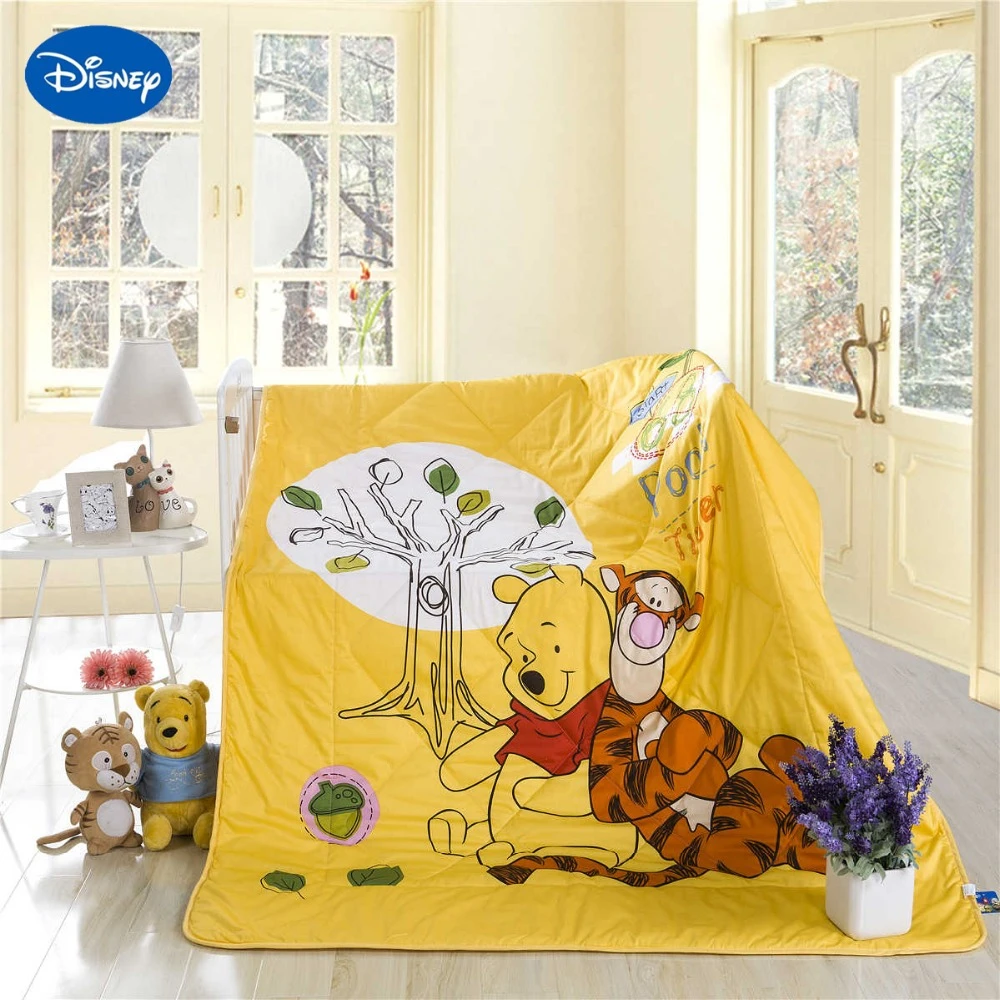 Winnie L Ourson Tigger Couette D Ete Couvre Lit Pour Bebe Literie En Coton Simple Double Reine Sz Jaune Doux Dessins Animes Disney Aliexpress