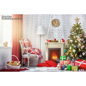 

Christmas Background Vinyl Photography Backdrops Computer Printed Christmas tree and Gift box for Photo Studio ST-677