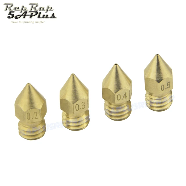 5/10PCS MK8 Brass Nozzle 0.2MM 0.3MM 0.4MM 0.5MM Extruder Print Head Nozzle For 1.75MM CR10 CR10S Ender-3 3D Printer Accessories 2