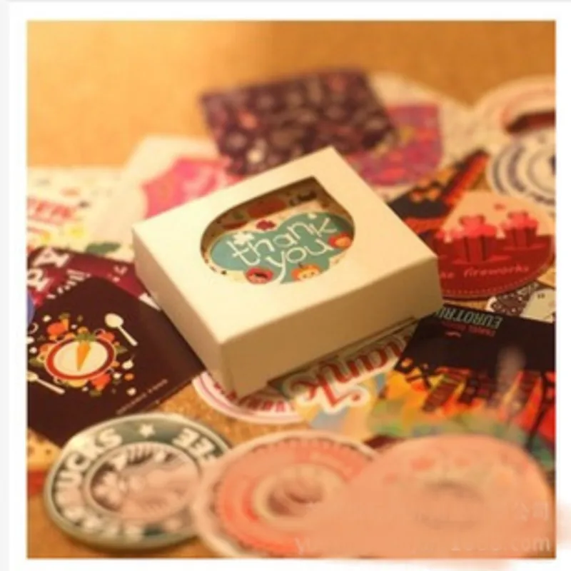

38pcs/lot round square thank you stickers seal labels self-adhesive cute cartoon mix square shape sticker scrapbooking craft