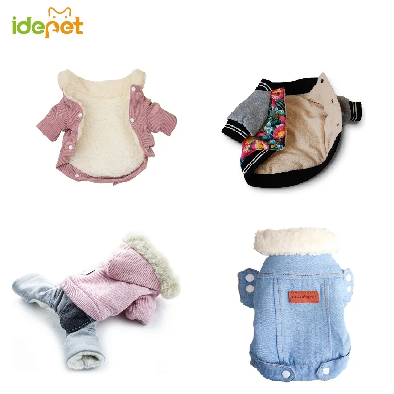 

2019 Warm Dog Jacket Puppy Pet Dog Clothes For Dogs Coat Thicken Winter Jeans Costume Denim Pet Outfits Poodle Chien Clothing 35