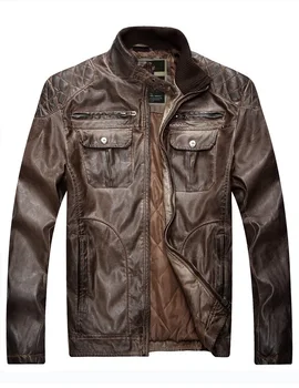 

2018 Leather Jacket Men Cotton Padded Warm Winter Coats Male Motorcycle Faux Leather Biker Jackets Stand Collar Casual Outerwear