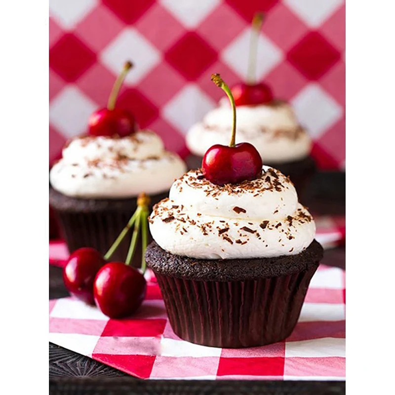 DIY Diamond Painting Cake Cross Stitch Mosaic Diamond Embroidery Cherry Decoration Full Square&amp;amp;Round Drill