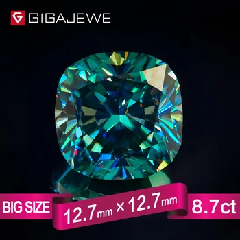 

GIGAJEWE Excellent Quality Big Size Cut Cyan Blue color 8.7ct Cushion Moissanite Loose Stone Synthetic Beads for jewelry making