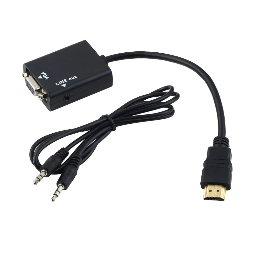 HDMI to VGA Adapter штекерным женское конвертер адаптер 1080 P цифро аналоговый аудио-видео для портативных ПК Tablet